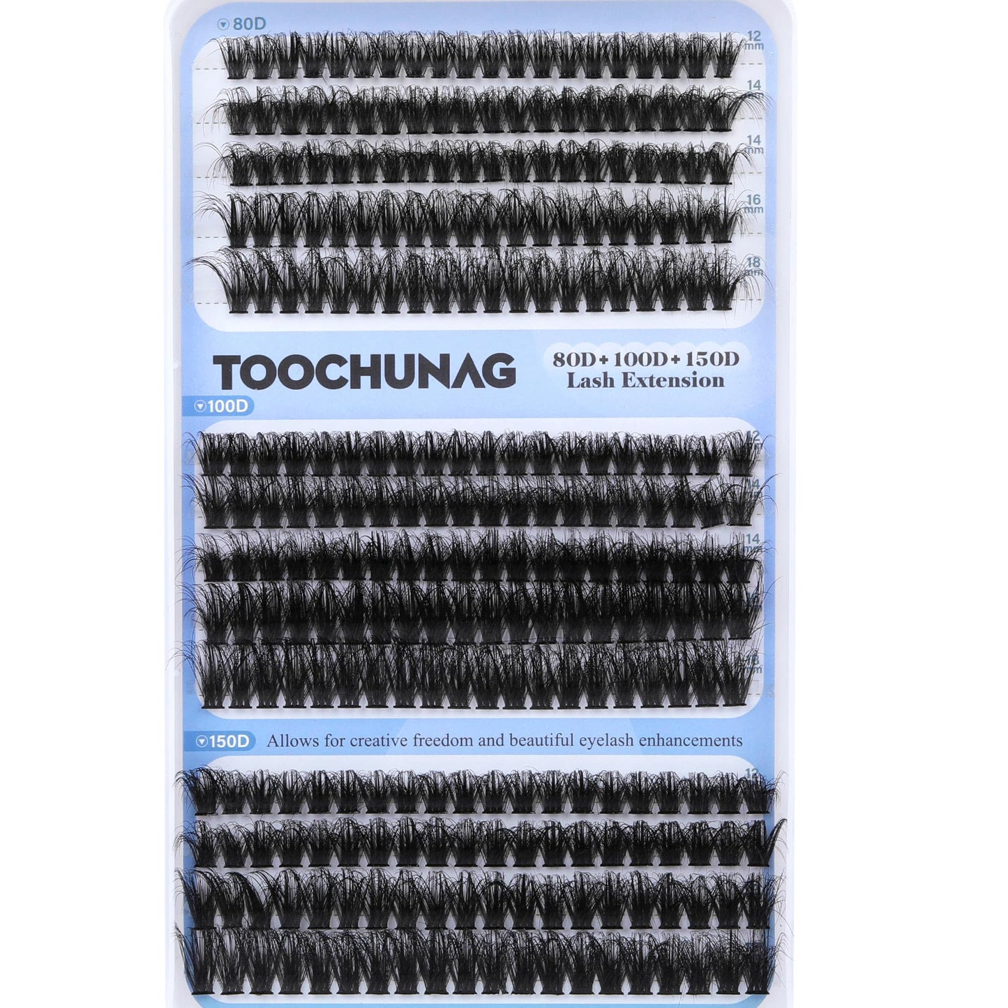 TOOCHUNAG Fluffy Lash Clusters 3 Styles Individual Lashes Cluster Eyelash Extensions 280pcs Wispy Eyelash Clusters DIY Long Thick Lash Extension at Home (12-18mm,D Curl)