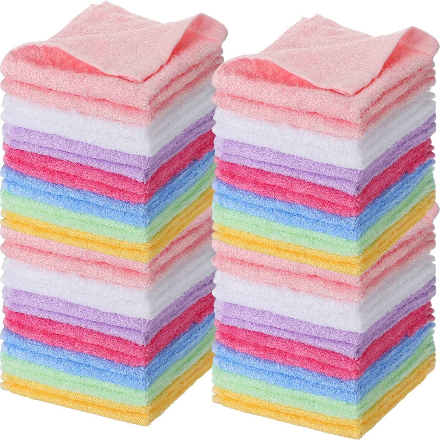 Newwiee 40 Pcs Wash Cloth Bulk Cotton Bath Hand Face Washcloths Soft Quick Drying Towel for Women Bathroom Washing Body Viscose Fiber Multipurpose Fingertip Rags(Multicolor,10 x 10 Inch)