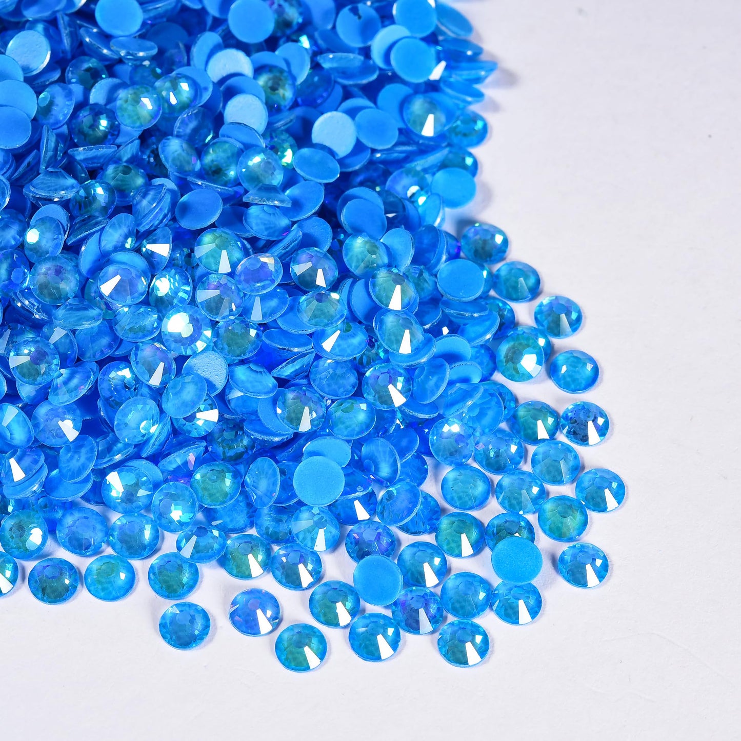 Blinginbox Flatback Glass Rhinestones,Luminous Gems 1440pcs Non Hotfix Crystal Rhinestones for Nail Crafts Clothes Tumblers Face Makeup,Blue AB Luminous,SS20