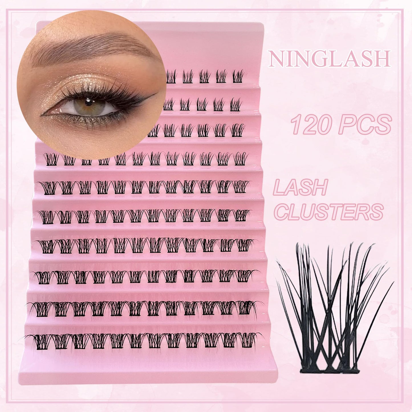 Lash Clusters 120 Pcs D Curl Lash Extension Soft Natural Lightweight 8/10/12/14/16mm Mix Resuale Wispy Eyelash Extension at Home for Eyelash Cluster