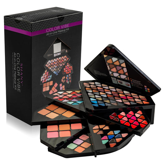 SHANY All in One Color Vibe Makeup Set - 80 Eyeshadows, 20 Lip Colors, 10 Eye Creams, 5 Eye brow makeup, 5 Concealers color corrector, 5 Blushes, 5 face powders and Makeup Mirror.