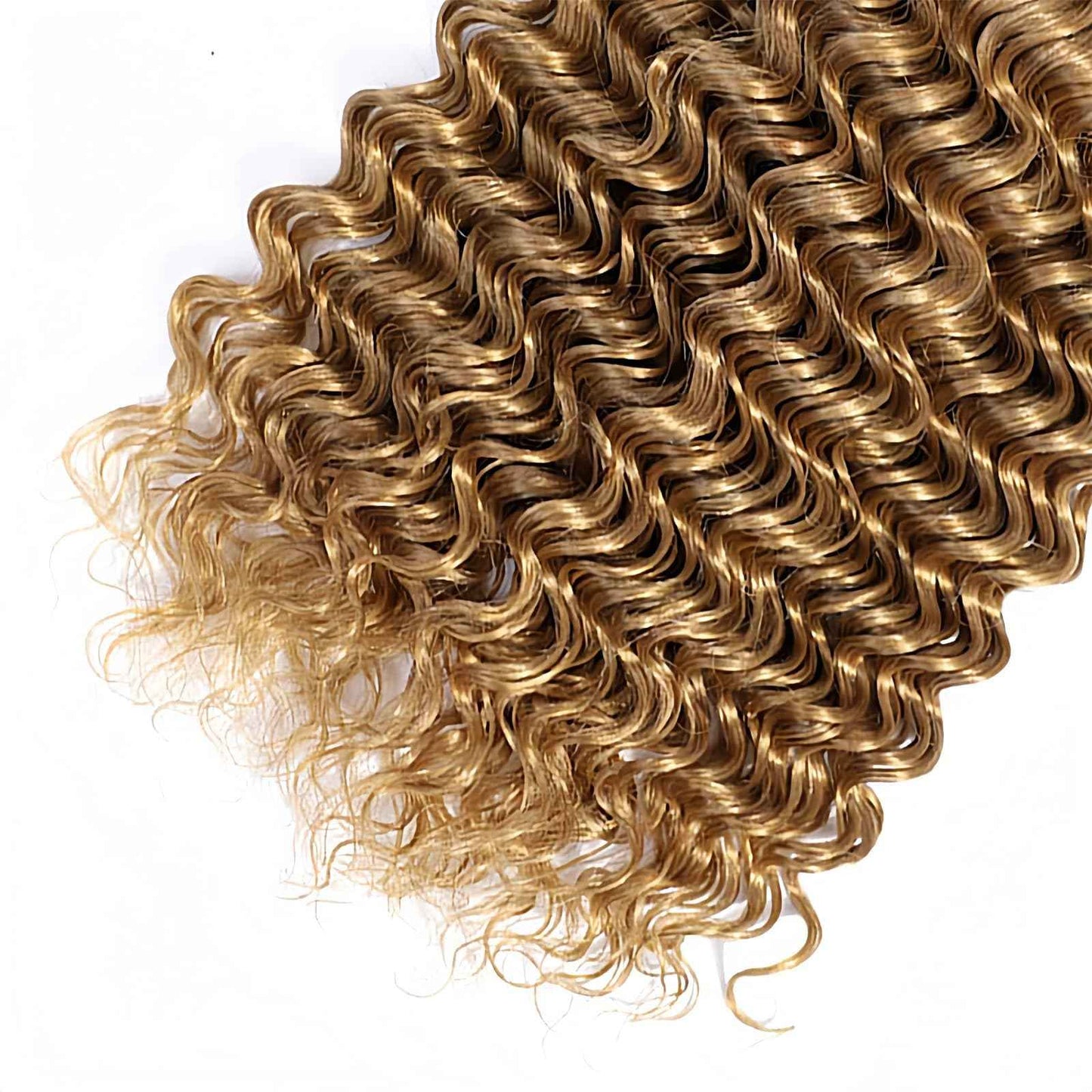 Honey Blonde Deep Wave Bundles Color #27 Brazilian Hair 10 12 14 Inch 3 Bundles Double Weft Defined Curly Deep Wave Extensions Soft and Bouncy for Black Women