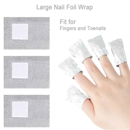 1000PCS Nail Polish Remover Foil Wraps, Nail Polish Remover Wrap with 1.18'' Pre-attached Lint Free Cotton Pads, Foil Wraps Aluminium Soak Off Gel Nail Polish Removal Tool Finger