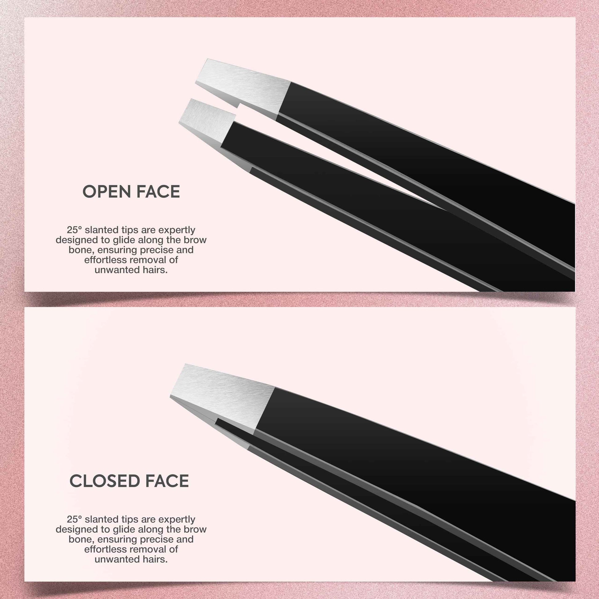 MARKHOR® Black Majesty, Professional Pointed and Slant Tweezers for Eyebrows, Tweezers for Women Facial Hair, Splinter and Ingrown Hair Removal Tweezers, Stainless Steel Precision Eyebrow Tweezers Set