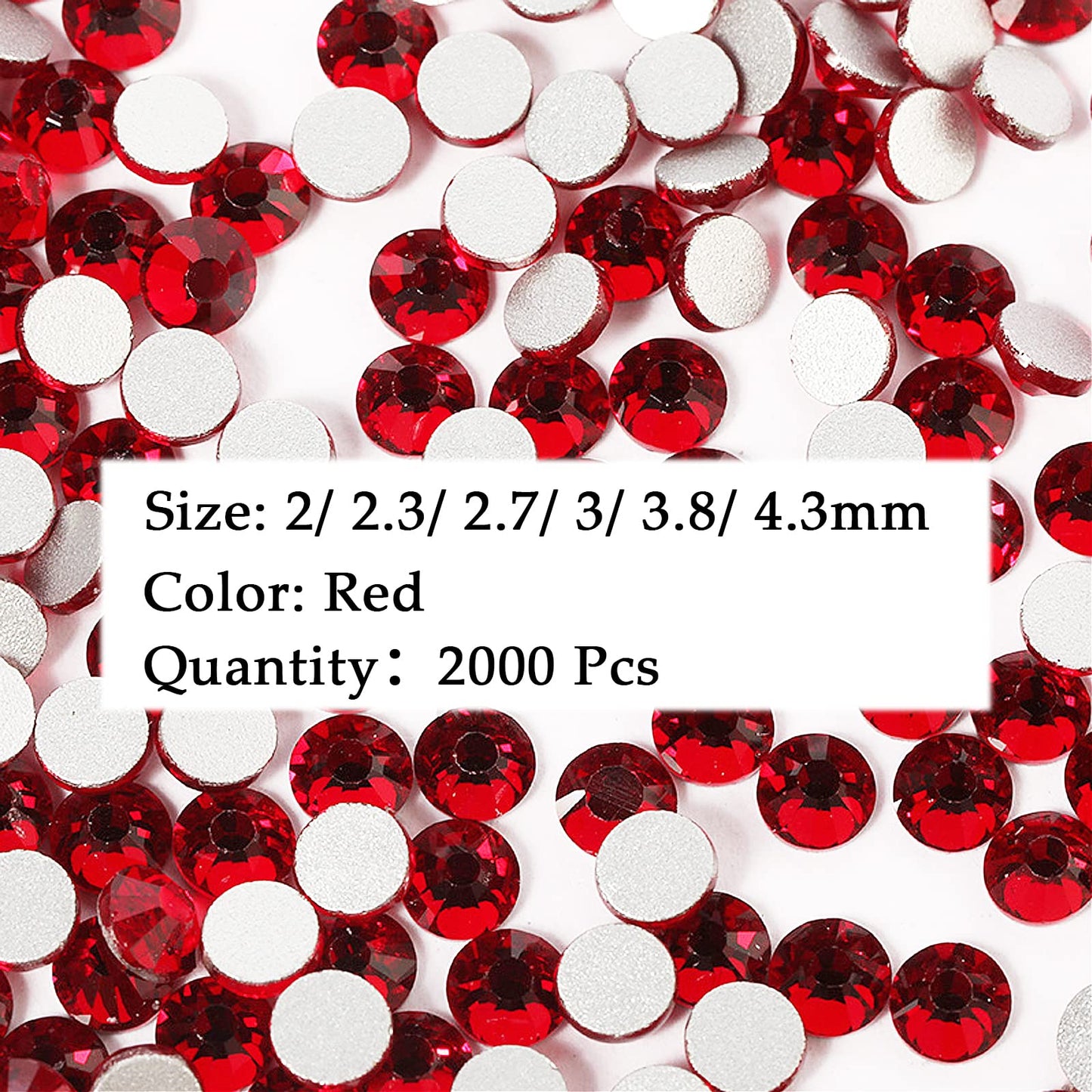 2120 Pcs Red Crystal Nail Rhinestones Round Beads Flatback Glass Gems Stones Multi Shapes Sizes Rhinestones Nail Charms for Nail DIY Crafts Clothes Shoes Jewelry