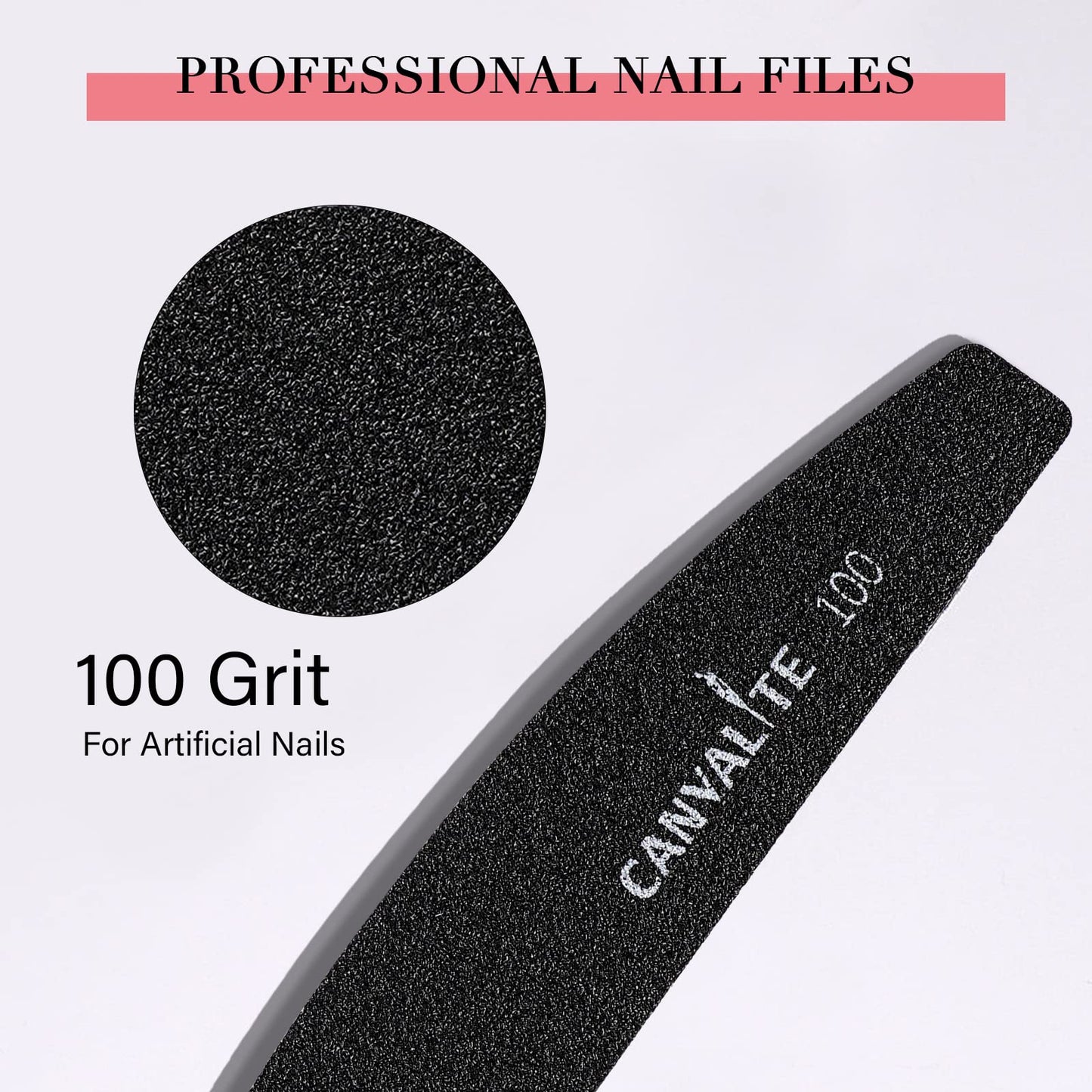 Canvalite 40 PCS Nail File Professional Reusable Peel and Stick Nail Files Replaceable Emery Boards 100 Grit Fingernail Files Manicure Tools for Home and Salon Use