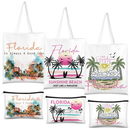 Reginary 6 Pcs City Souvenirs Gifts New York Italy Chicago Seattle Los Angeles Florida San Francisco Souvenir Tote Bag (Florida)