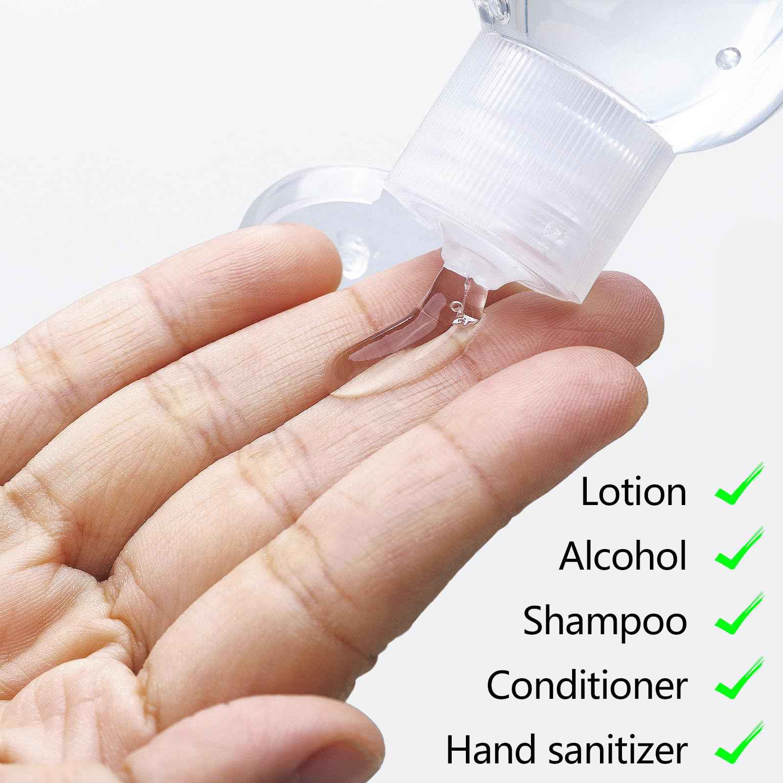 USSDVVCQ 30 Pcs Hand Sanitizer Keychain,1.7oz Refillable Travel Refillable Travel Bottles Containers,Portable Liquid Squeeze Containers for Toiletries(Bottle + Lid + Hook)