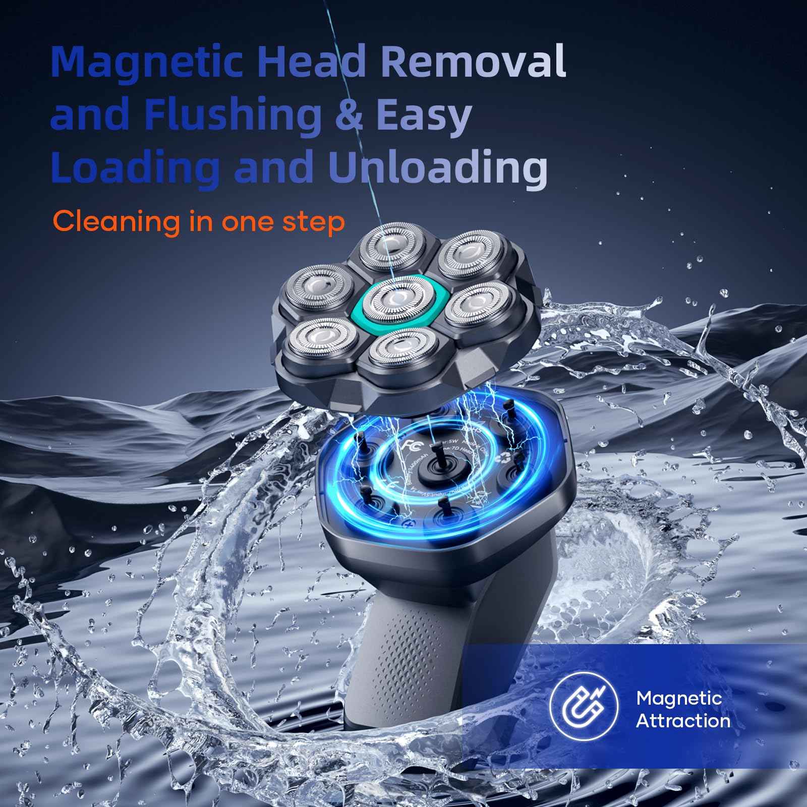 7D Head Shavers for Bald Men - kensen Dual Speed Electric Head Hair Shaver, Long Battery Life Electric Razor IPX6 Waterproof Wet/Dry Shaving LED Display Rechargeable Bald Head Shavers for Men