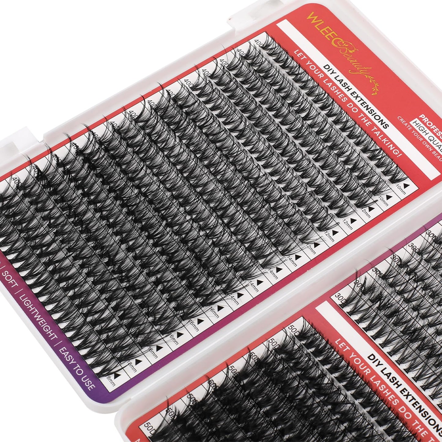 Wleec Beauty 30D 40D 50D Lash Clusters Wispy, 640PCS DIY Lash Extensions, Individual Lashes 10-18mm D Curl Lash Clusters Eyelash Extension at Home