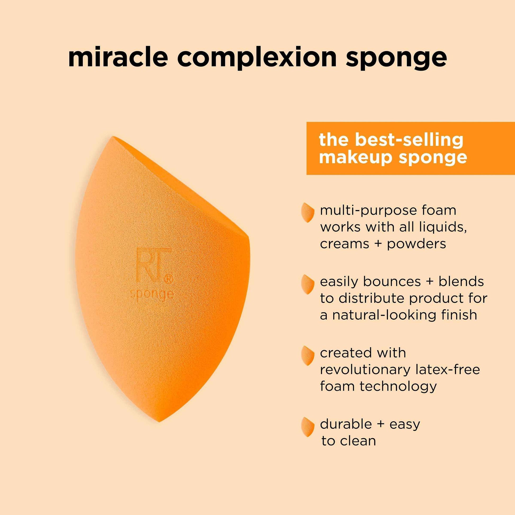 Real Techniques Miracle Complexion Sponge + Concealer Sponge Duo, Makeup Blending Sponges For Foundation & Concealer, Offers Light To Medium Coverage, Natural, Dewy Makeup, Latex-Free Foam 2 Count