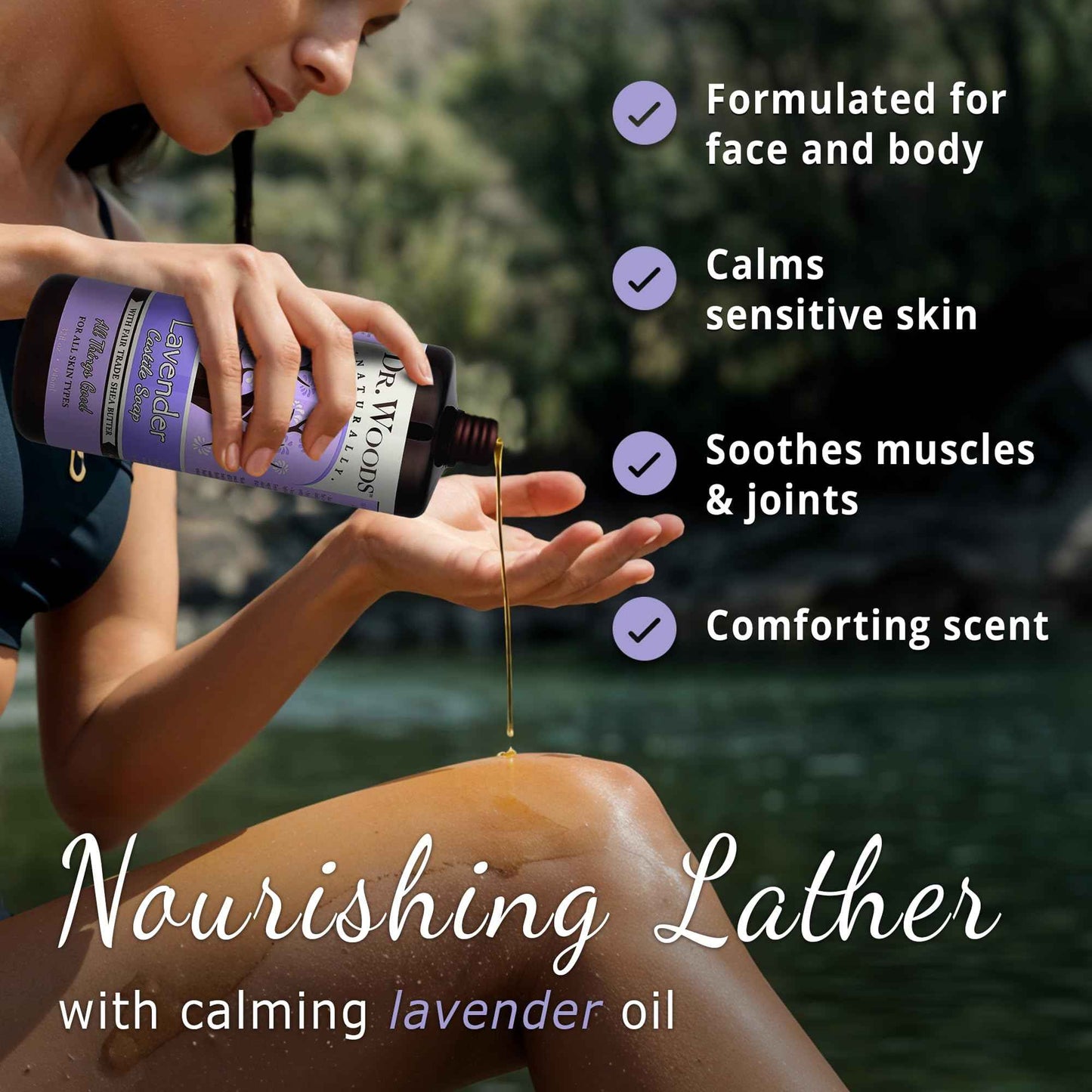 Dr. Woods Lavender Liquid Castile Soap - Castile Soap with Pure Lavender Oil, Body Wash for Men and Women, Organic Shea Butter, Natural Cleaner for Face, Hands, and Body - 32 Fl Oz, Pack of 3