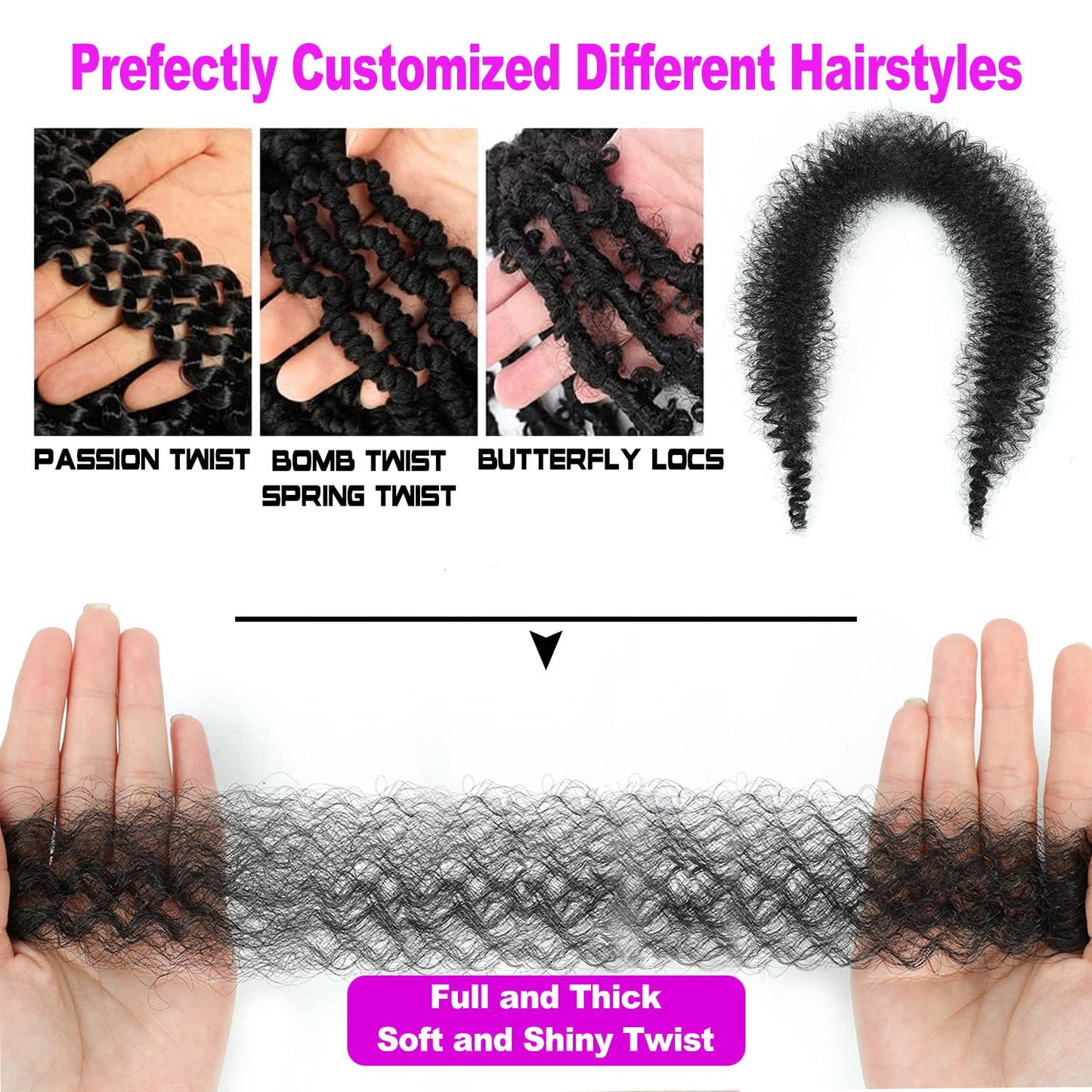 Afro Twist Hair 16Inch 6Packs Pre Separated Springy Afro Twist Hair Crochet Braiding Hair (16 Inch (Pack of 6), 30#) … …