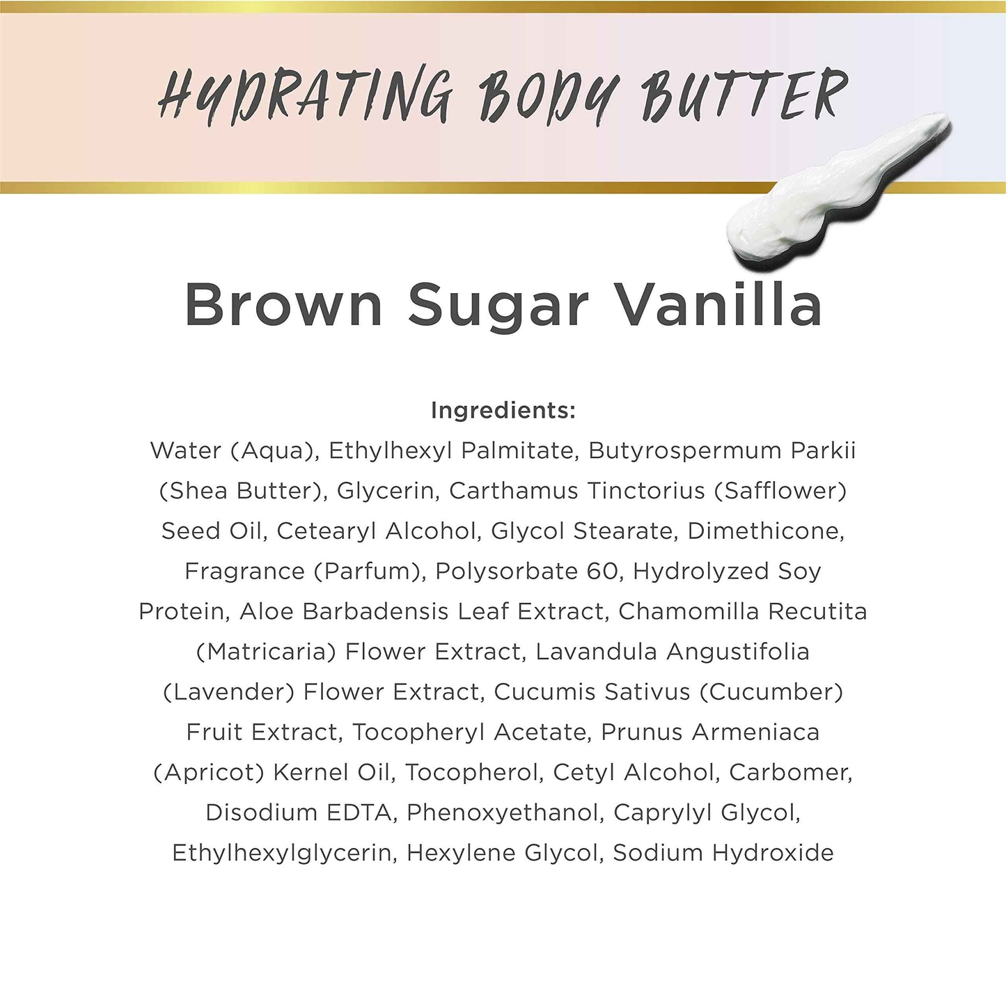 LALICIOUS Brown Sugar Vanilla Body Butter - Hydrating Body Moisturizer with Shea Butter, Cucumber Extract & Apricot Oil, No Parabens (8 Ounces)