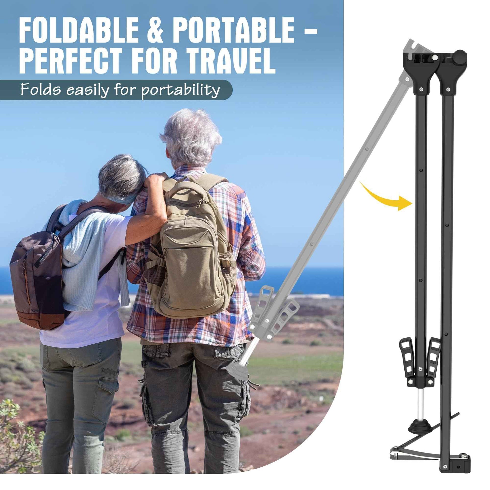 Foldable Extended Long Handle Toenail Clippers with Magnifier-4mm Wide Jaw & Ergonomic Design for Seniors, Arthritis& Limited Mobility | Heavy-Duty, No-Bend Trimming, Tool-Free Foldable (32" Black)