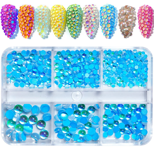 NAISKA 540Pcs Nail Arts Rhinestones Set 3D Aurora Candy Crystal Rhinestone for Nails Flatback Rhinestones Beads Gems Nail Charms Decorations for Nail DIY Crafts Shoes Jewelry