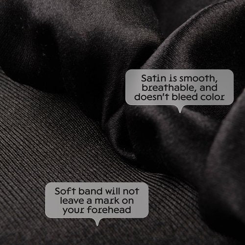 Niagara Satin Bonnet for Men - Reversible Night Cap - Bonnet for Sleeping Men - Mens Bonnet for Curly Hair - Large Bonnet with Double Layer (Black)