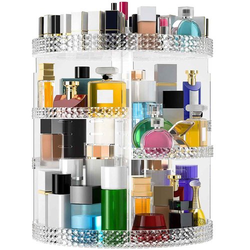 Famitree 360 Rotating Makeup Organizer Countertop, Clear Acrylic Large Perfume Organizer, Organizador De Perfumes, 7 Layers Make Up Organizer and Storage Fits for Vanity and Bathroom - X-Large Clear