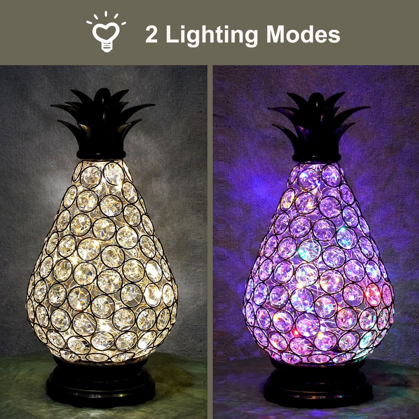 MOZEAL Extra Large Crystal Pineapple Lamp,13 in Lantern Decorative,IP44 Waterproof,6 Hours Timer,Battery Operated,As a Gift,for Farmhouse/Garden/Outdoor/Patio/Porch/Table/Backyard/Mantle Decor