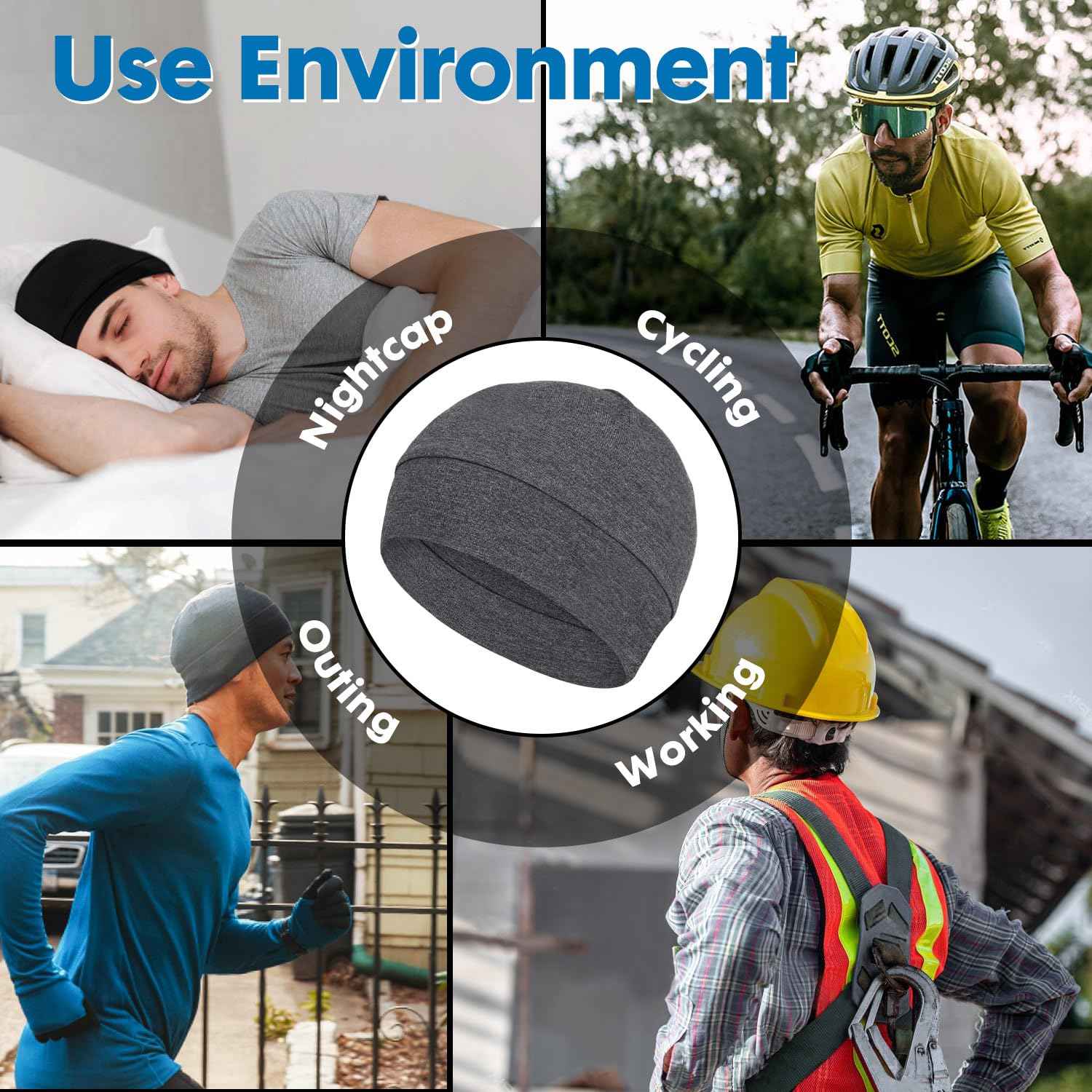 Mens Sleeping Cap Cotton Head Cover for Hair Loss Chemo Patients