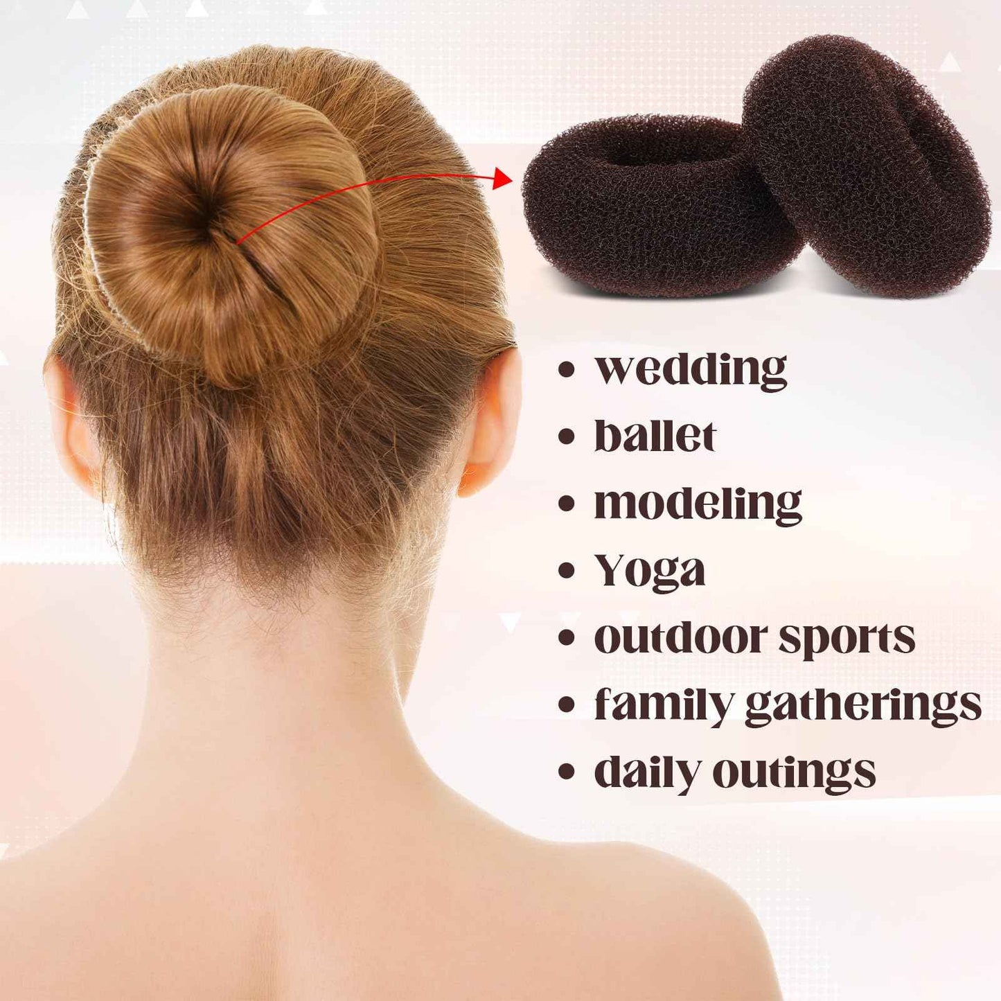 XunYee 48 Pcs Hair Donut Maker, Brown Large Hair Bun Rings for Ballet Style, Bulk Doughnut Shaper for Women and Girls(3.5 Inch)