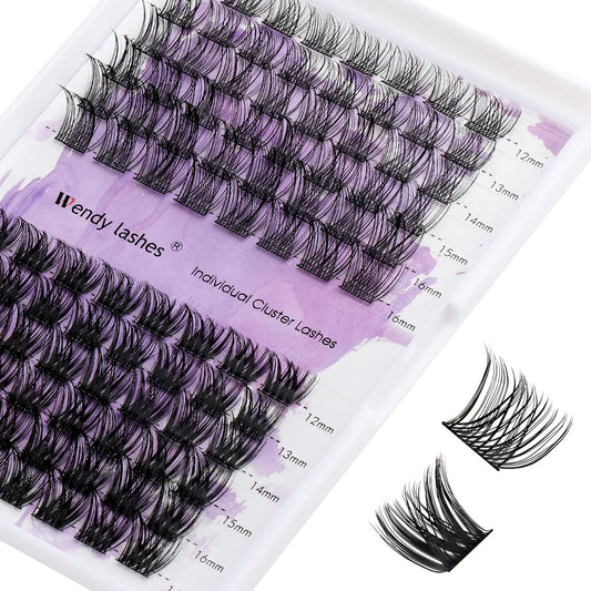 Lash Clusters Individual Lashes D Curl Cluster Eyelash Extensions Wide-stem Eyelashes Cluster 12-16mm Thin Band Cluster Lashes Soft and Wispy Clusters Matte Black (Grace/Charming-0.07D, 12-16mm Mixed)