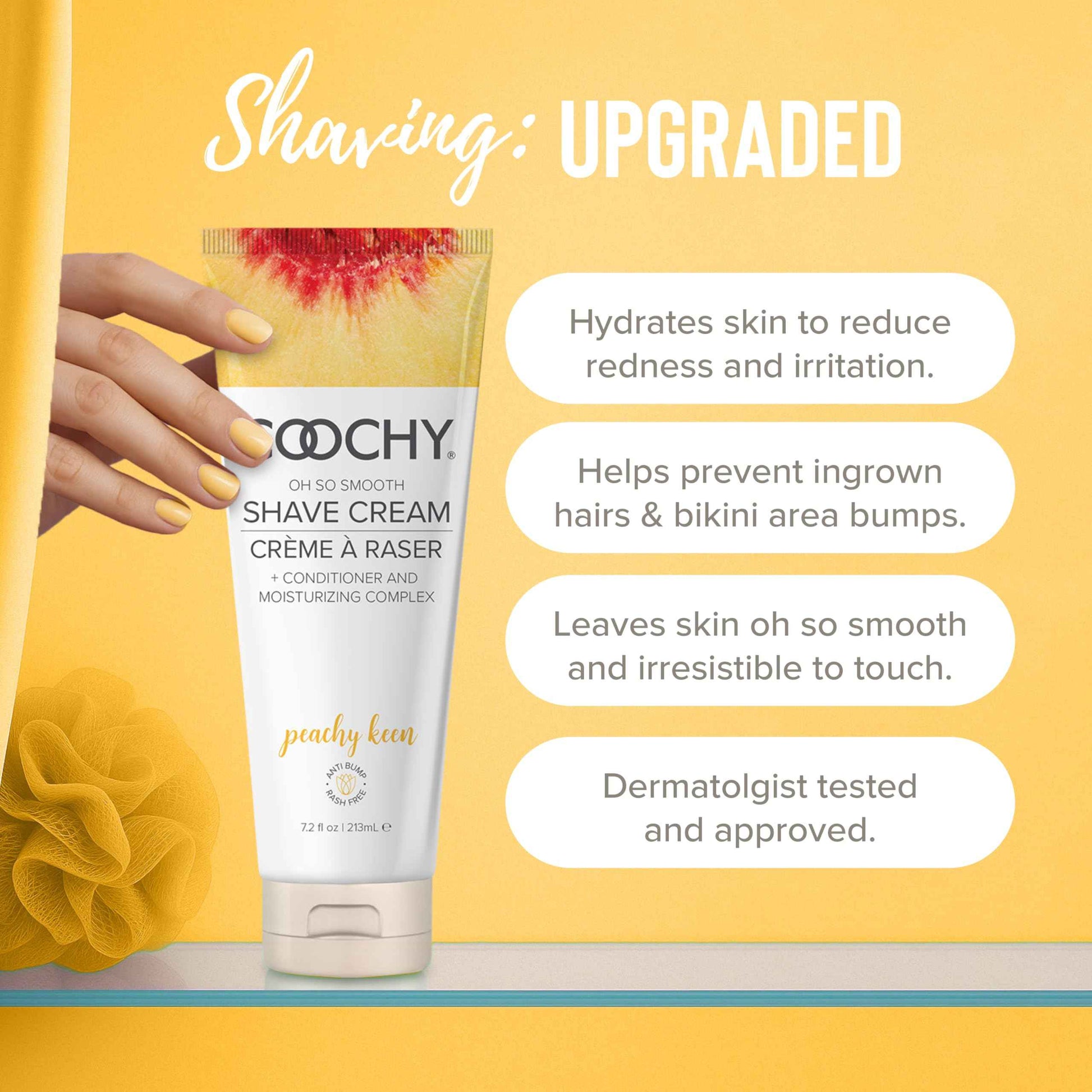 Coochy Shave Cream - Moisturizing Shave Lotion - Gentle Intimate Shaving Cream - For Bikini Area, Underarms, Legs & More - Rash-Free, Hydrating Formula - Peachy Keen, 32 oz