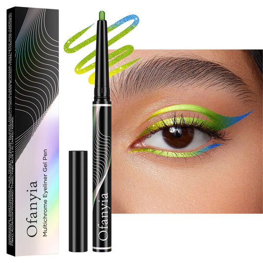 Multichrome Eyeliner,Green Eyeliner Penclis with Retractable,Glitter Eyeliner Pencil for Halloween Makeup,Waterproof Eyeliner Pen,24h Long Lasting Eye Liner Smudge Proof Eye Pencil