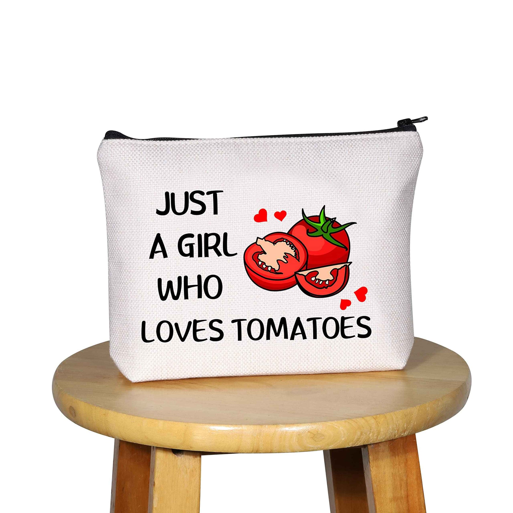 G2TUP Tomato Lover Gift Who Loves Tomatoes Makeup Bag Tomato Gardener Cosmetic bag Tomato Farmer Gift Veggie Zipper Travel Bag (Who Loves Tomatoes White Bag)