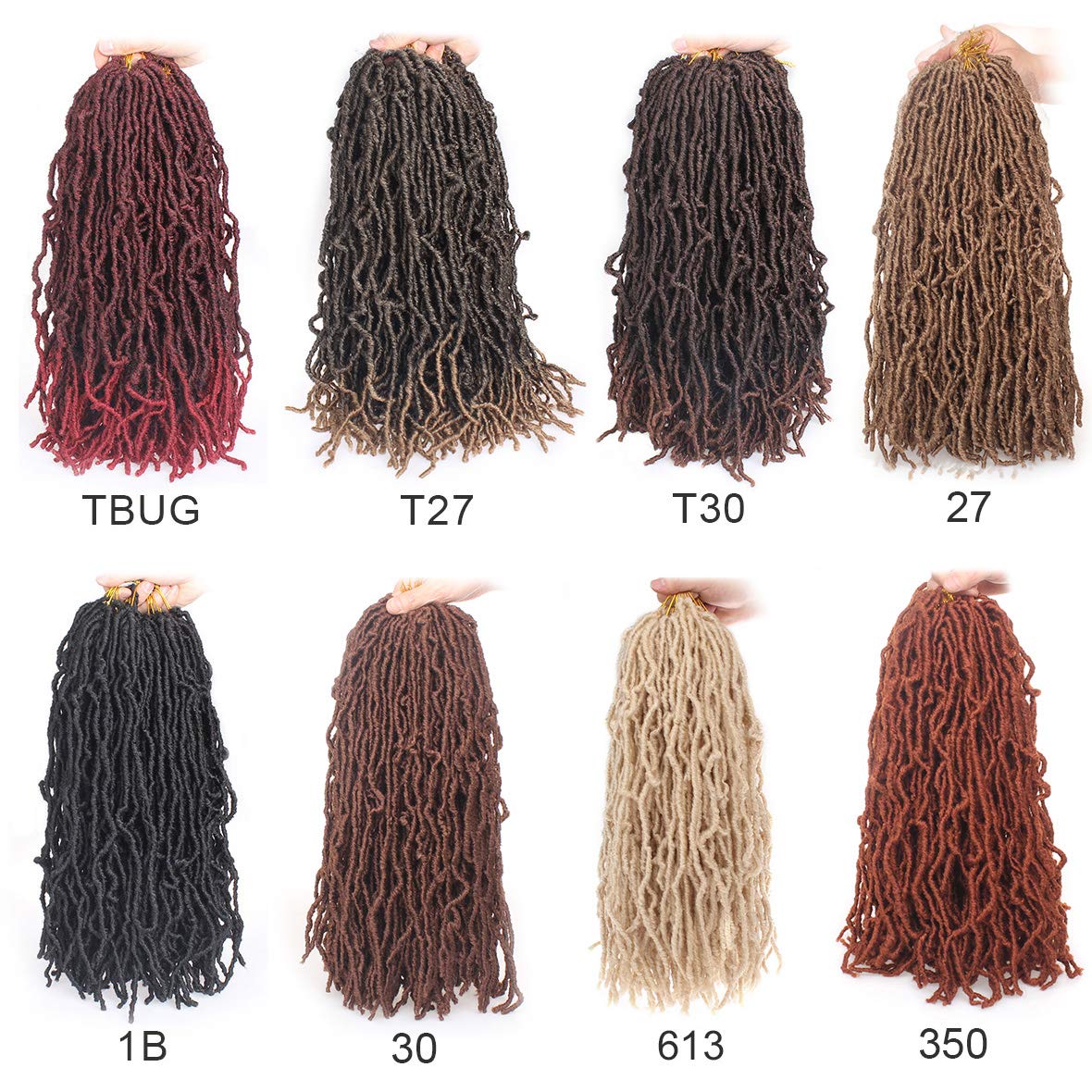 Leeven 18 Inch 2 Packs Synthetic New Soft Locs Crochet Hair 36 Roots 30# Messy Faux Locs Crochet Braids Hair For Women Brown Curly Goddess Soft Locs Afro Roots Hair Extensions