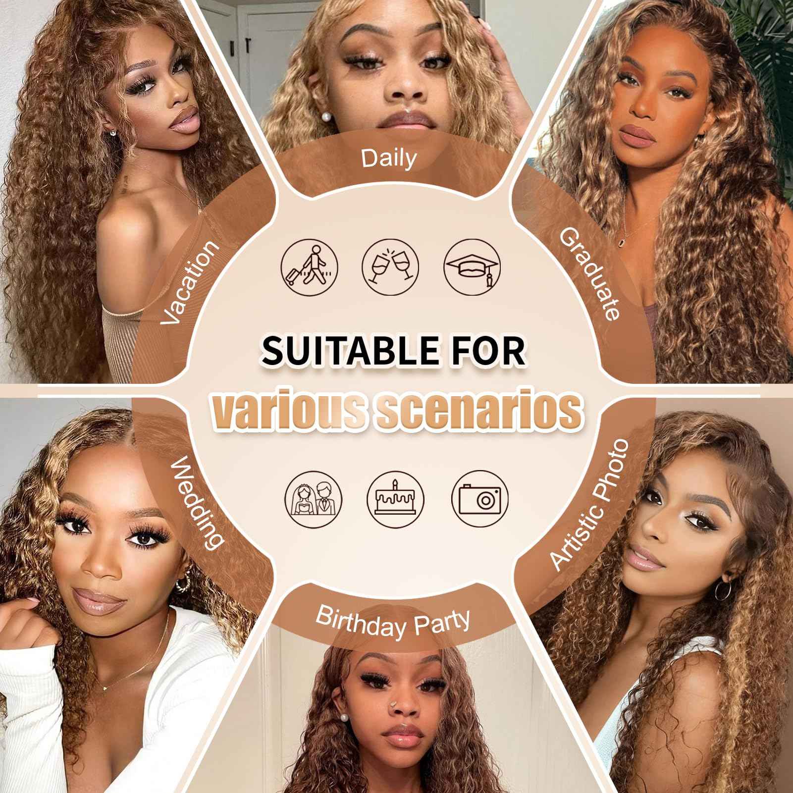 inlovwith Honey Blonde Deep Wave Human Hair Bundles, Selected Healthy Deep Curly Bundles Human Hair 27# Colored Brazilian Virgin Hair Wet and Wavy (Single Bundle, 18 Inches)
