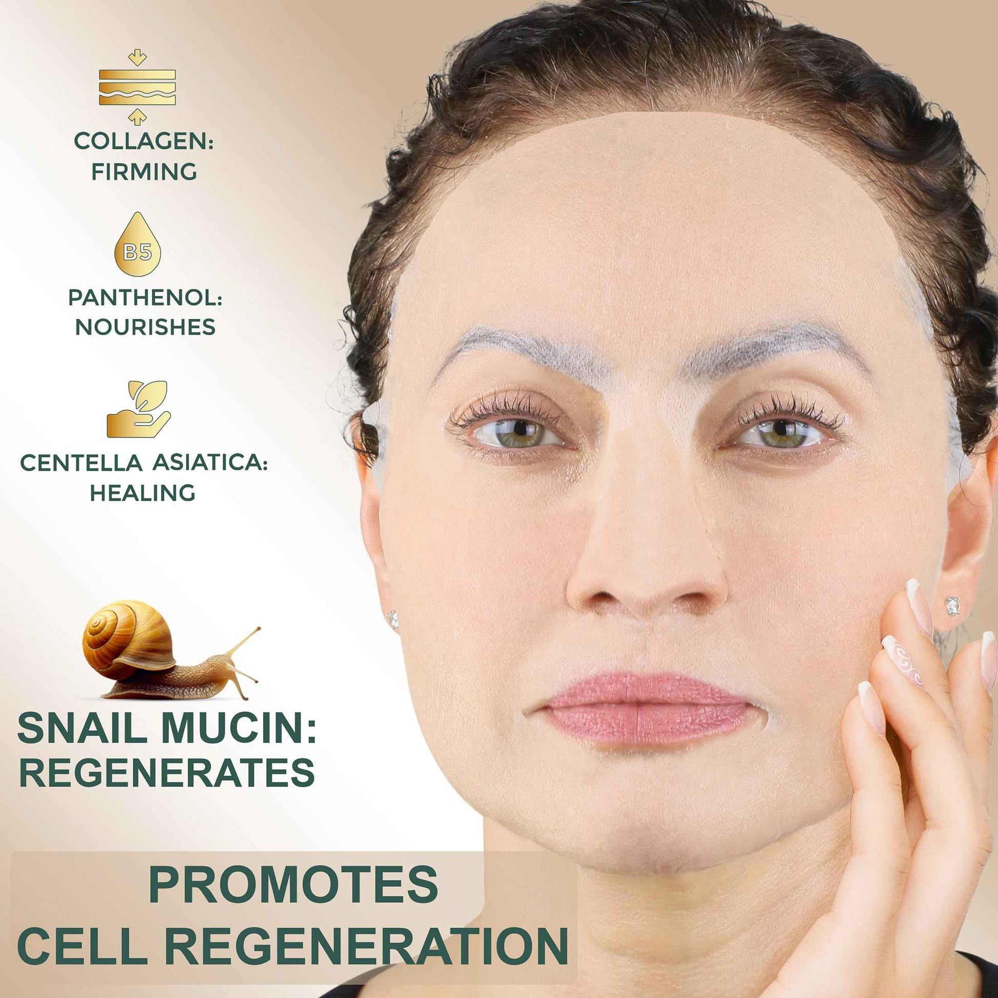 Setare Hydrating Sheet Masks with Snail Mucin, Collagen, Hyaluronic Acid & Premium Botanicals, Korean Beauty Tech, for All Skin Types - 8 Pack