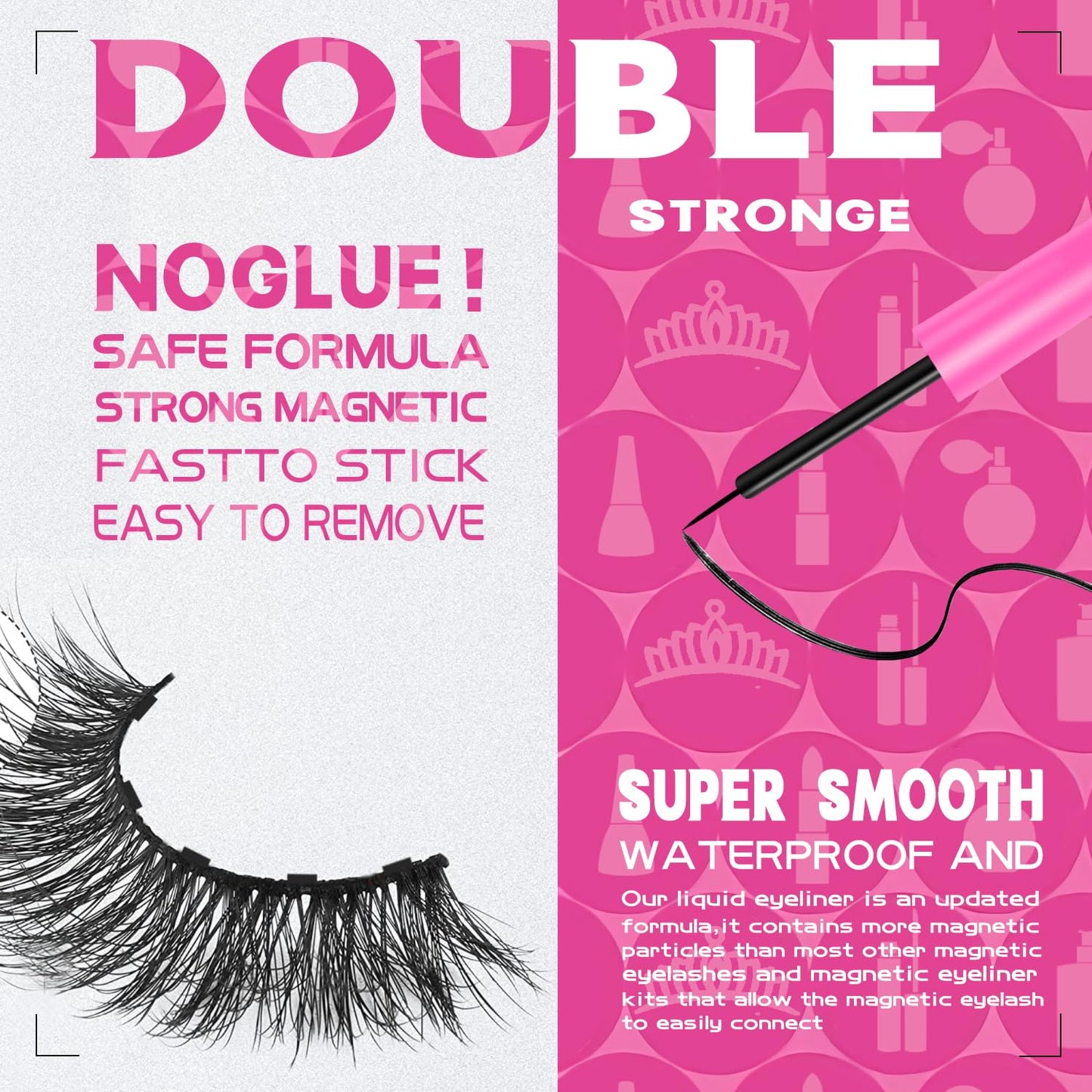 7C SevenCrown Magnetic Eyelashes with Eyeliner Kit 18-21MM Fluffy Dramatic Faux Mink Lashes 10 Pairs Long Luxury Volume Fake Eye Lashes Easy to Apply Cruelty-Free&Vegan