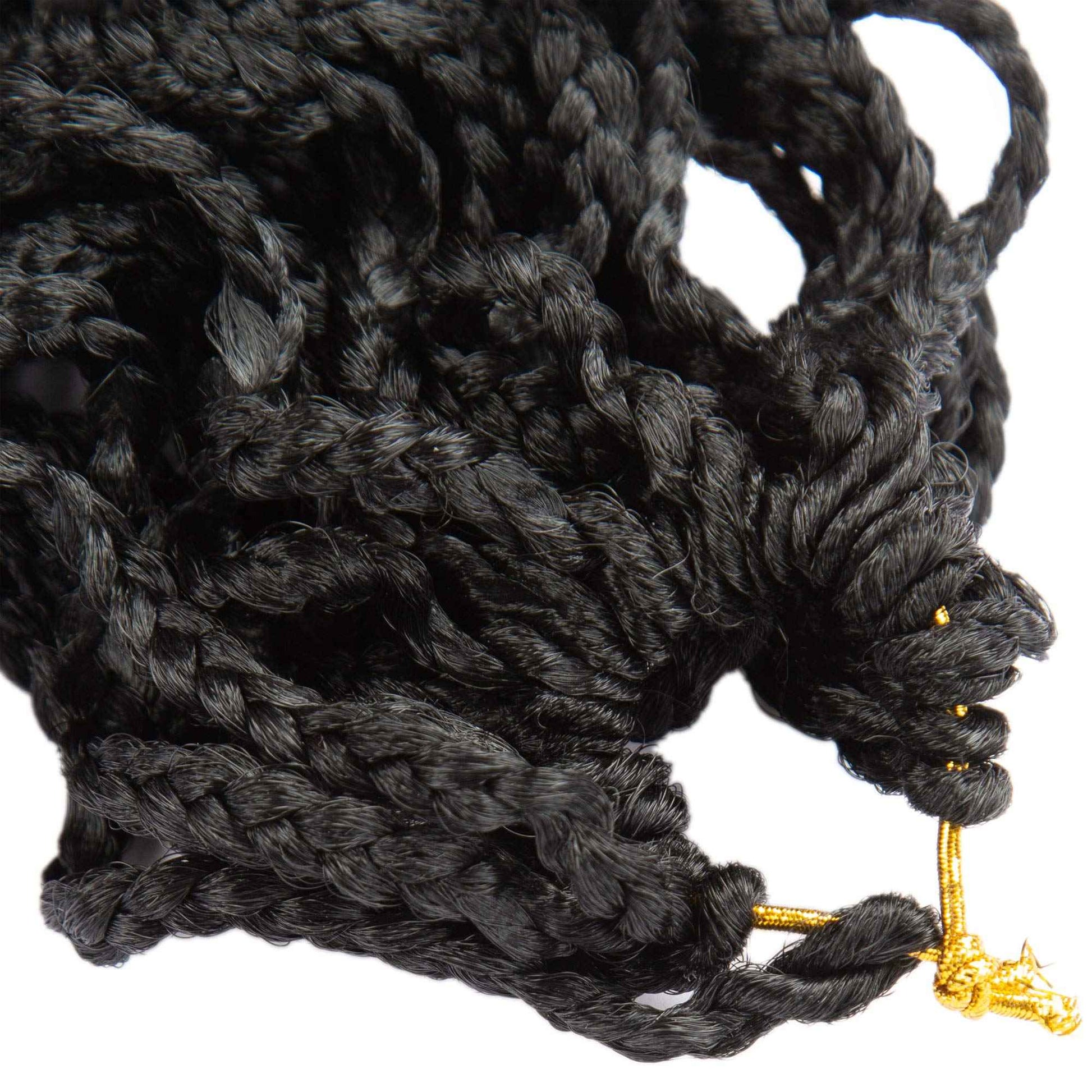 18 Inch Goddess Box Braids Crochet Braids Hair with Full Curly Braids Synthetic Premium Fiber Braiding Hair 5Packs/Lot 1B#