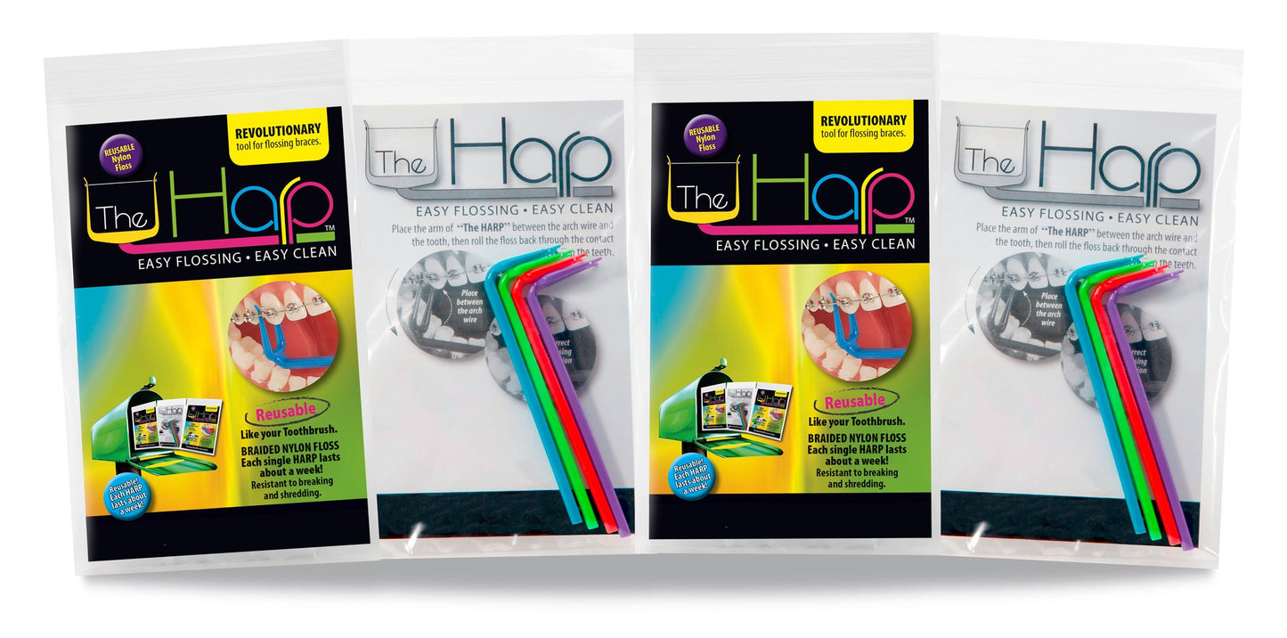 The Harp Orthodontic Reusable Flosser 4 pack Multipack