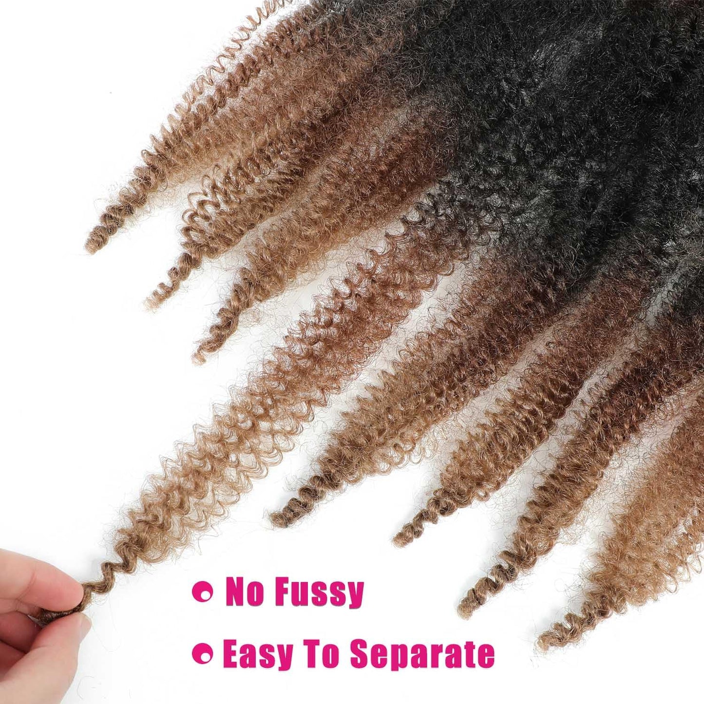 Afro Twist Hair 12 Inch 3 Packs, Springy Afro Twist Hair Pre Fluffed Spring Twist Hair Pre Stretched Wrapping Hair for Soft Locs Hair Extensions (12 Inch (Pack of 3), 1B/30/27#)