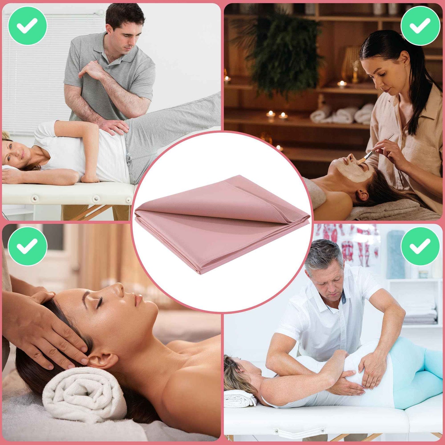 BALAPET Lash Bed Sheets Non-Sticky Sugaring and Waxing Pad Wipeable and Waterproof PU Leather Massage Table Cover Suitable for Grafting Eyelash Beds Massage Tables,SPA,Beauty(Pink)