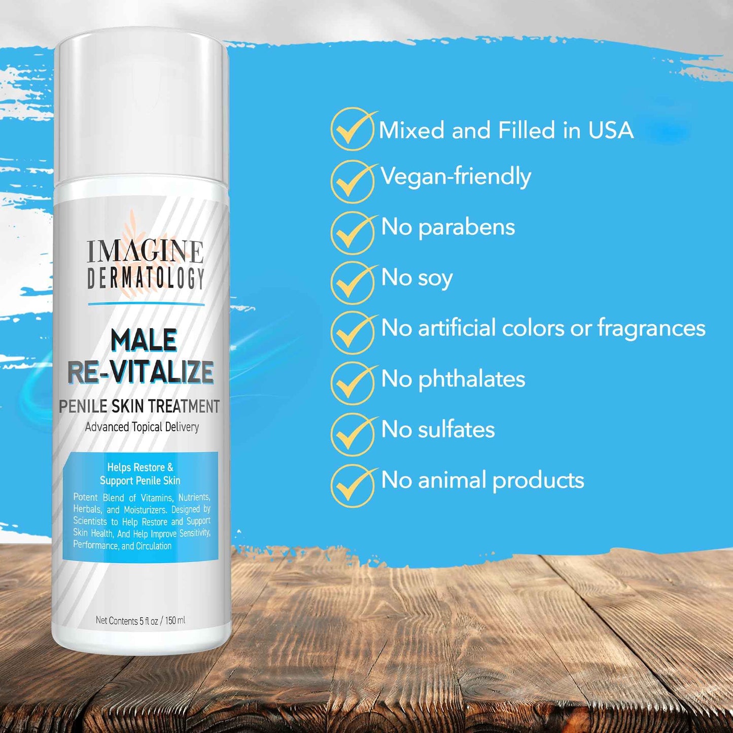 Imagine Dermatology Male Re-Vitalize Original Penile Health Cream for Men - Relieve, Restore and Support Skin - Moisturizer Penile Lotion - Large Value Size (5fl oz/150ml)