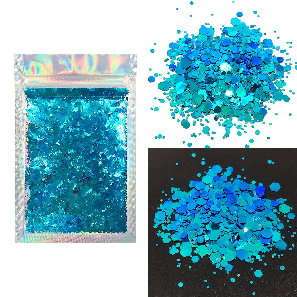 Blue Face & Body Glitter - Cosmetic Grade Chunky Glitter - Color Shift - Uses Include: Festivals, Raves, Face, Body, Nails, Resin, Arts, Crafts, Resin, Tumblers, Bath Bombs - Solvent Resistant