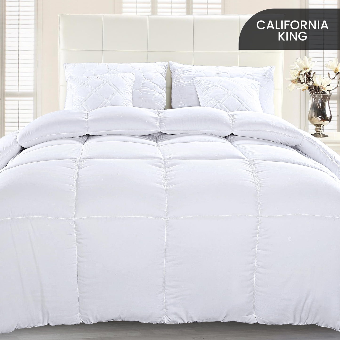 Utopia Bedding Comforter Duvet Insert, Quilted Comforter with Corner Tabs, Box Stitched Down Alternative Comforter California King (White)