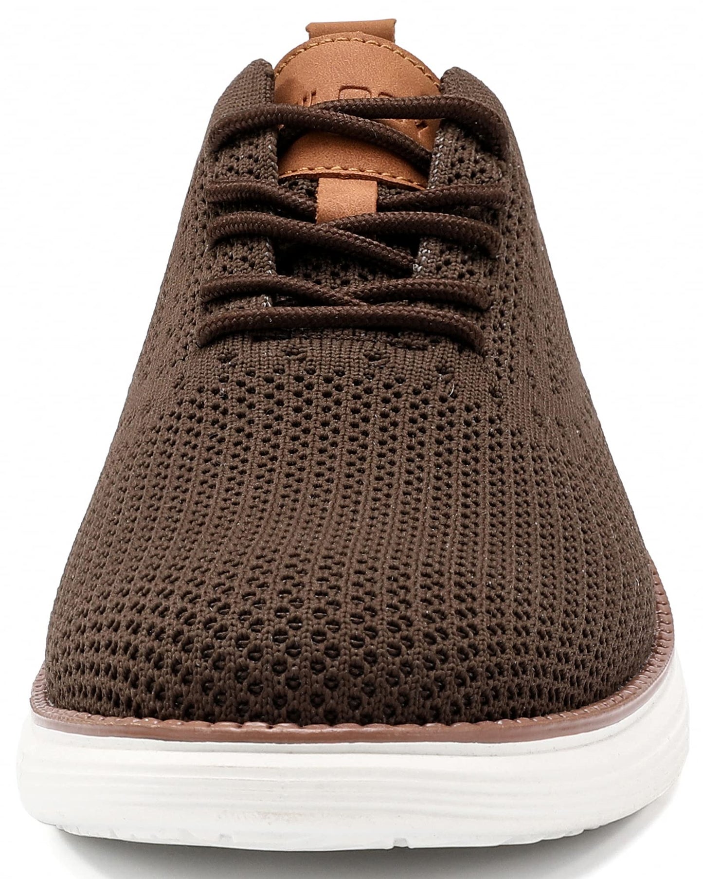 VILOCY Men's Dress Sneakers Oxfords Casual Business Shoes Lace Up Lightweight Walking Knit Mesh Fashion Sneakers Brown, EU40