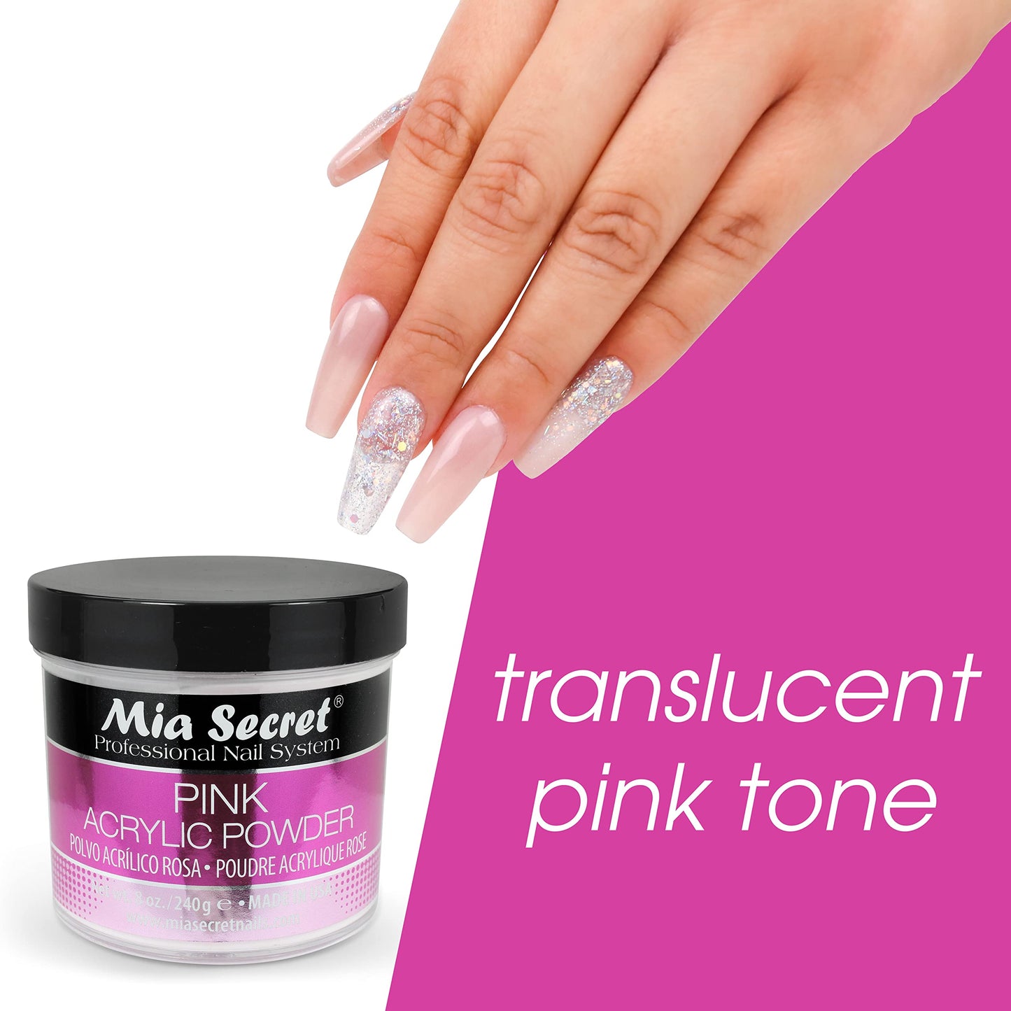 Mia Secret Pink Acrylic Nail Powder 8oz