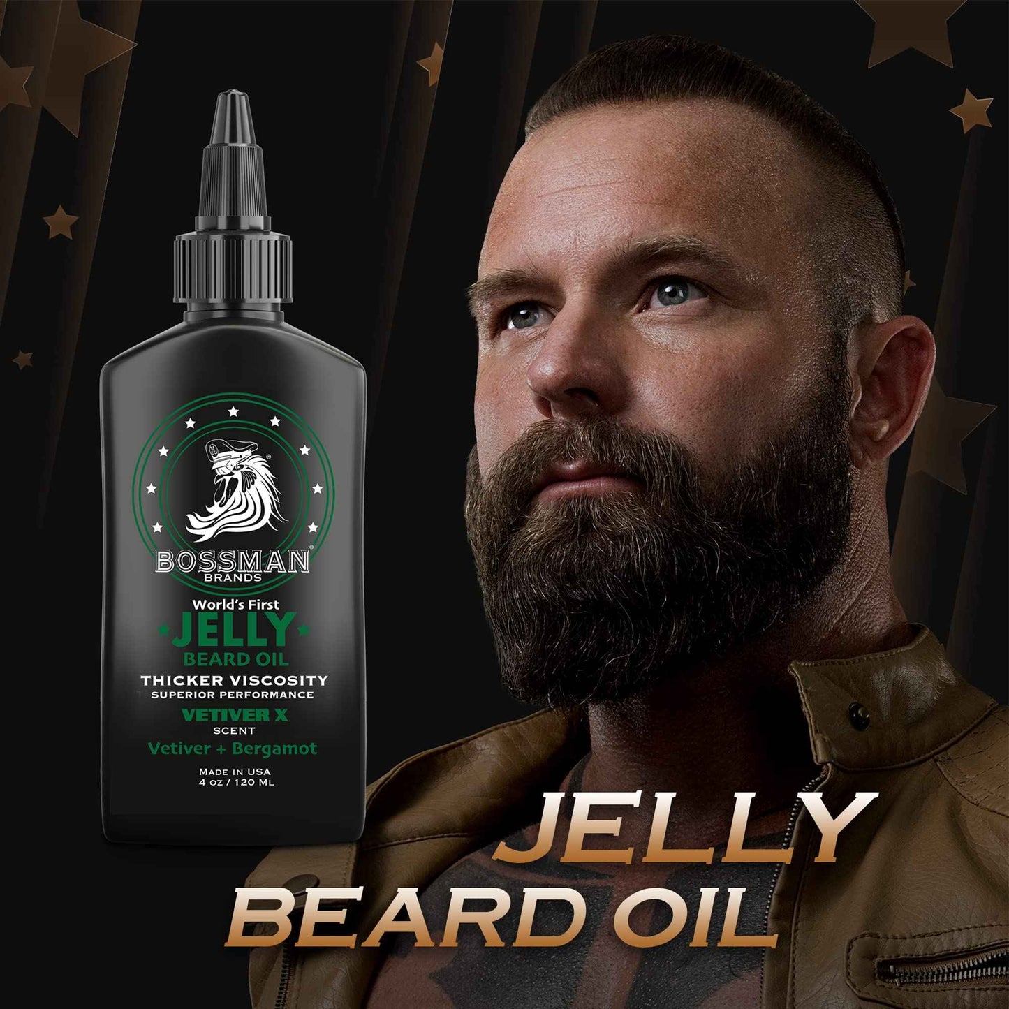 Bossman Men's Grooming Kit: Metal Comb and Beard Oil Jelly