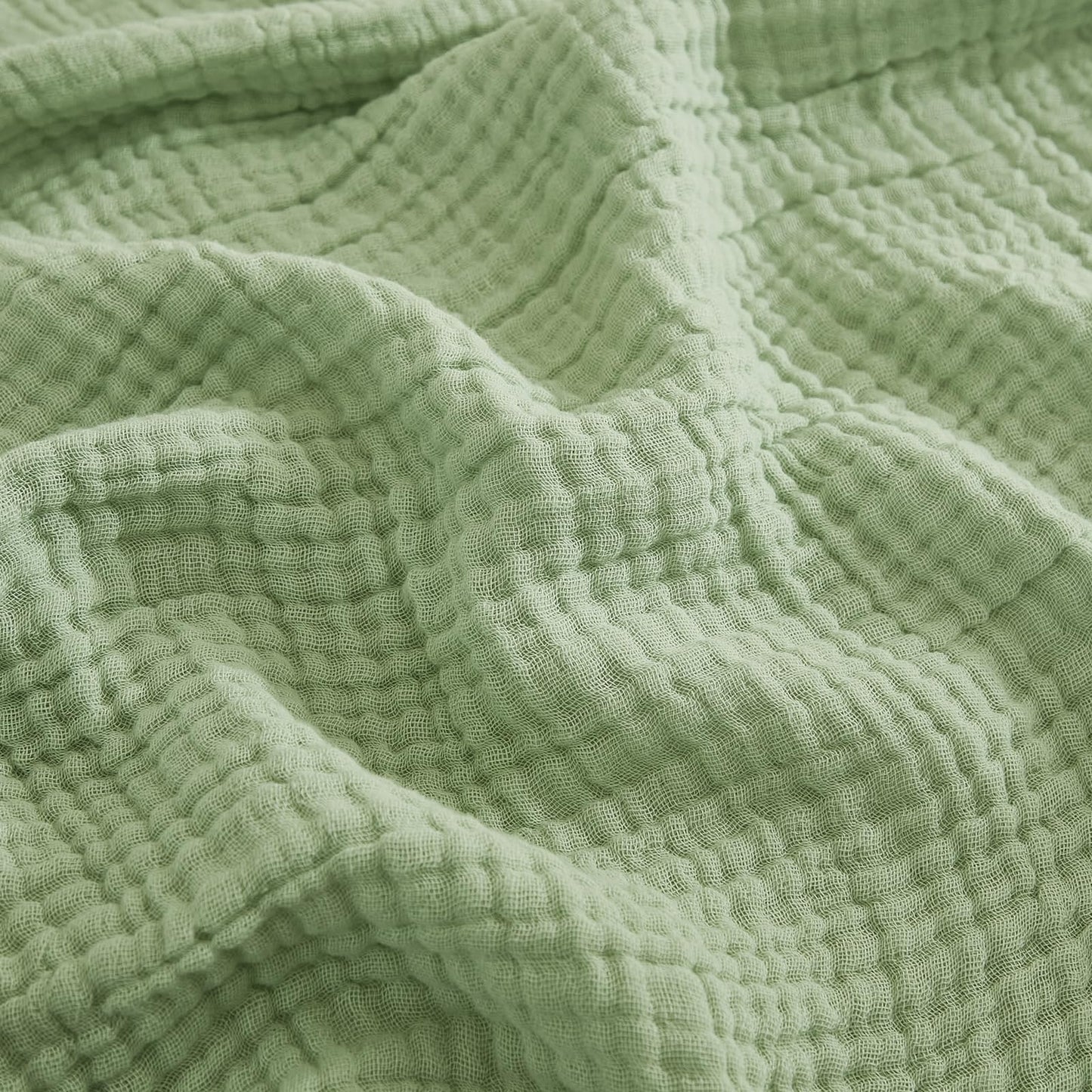 EMME Cotton Blanket Queen Size for Bed Soft Large Muslin Bed Blankets 80"x90" Lightweight Breathable Blanket Bedspread All Season Gauze Blanket, Sage Green