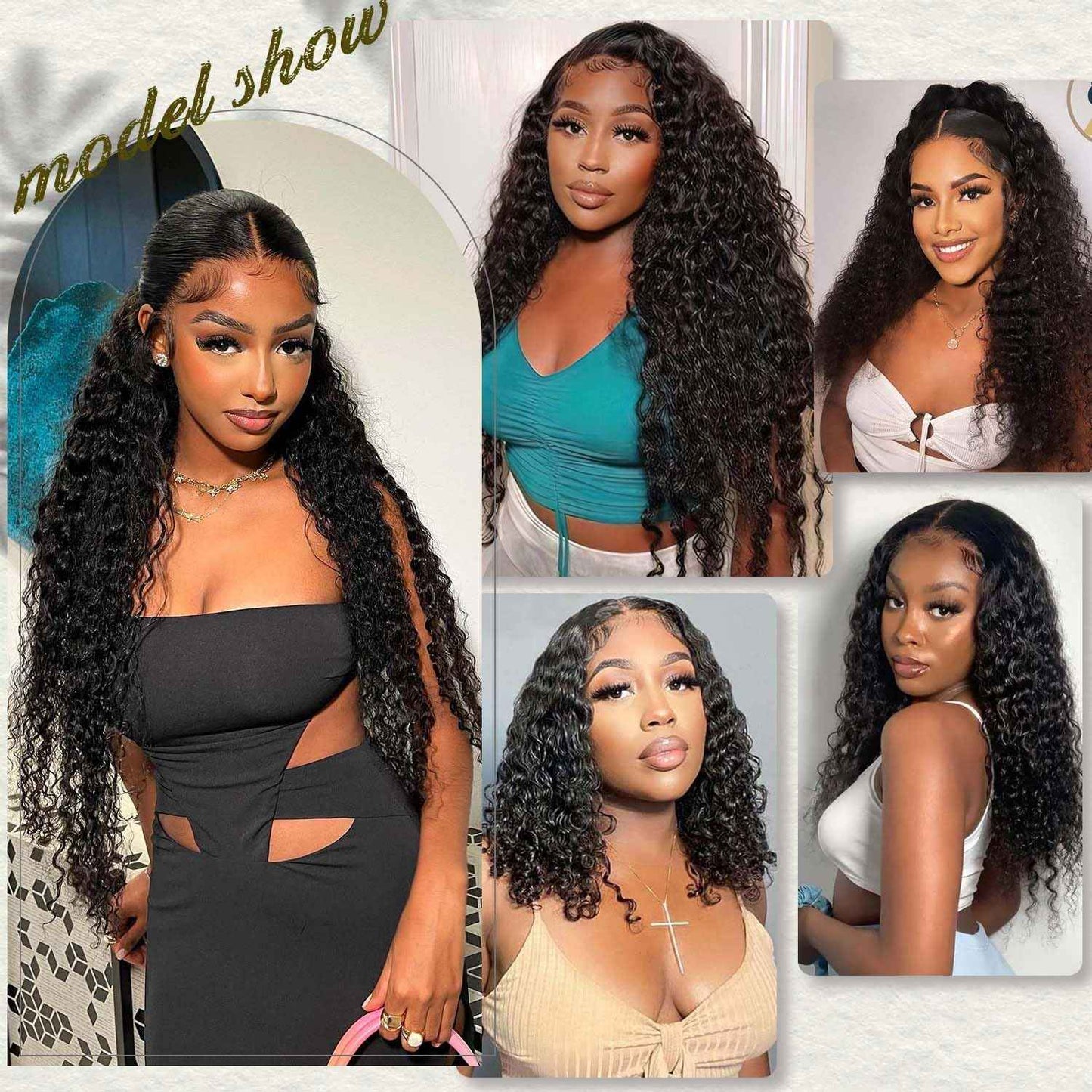 12A Deep Wave Human Hair Bundles 1 Pcs HumanHair 22 Inch Deep Curly Human Hair Bundles 100% Unprocessed Virgin Human Hair Wet and wavy Bundle Natural Black Water Wave