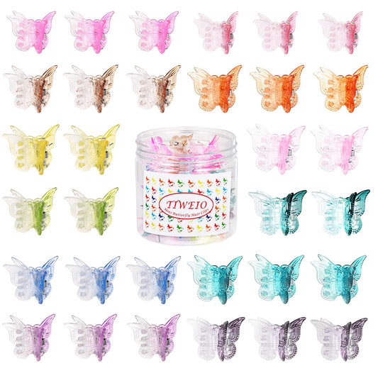 50Pcs Tiweio Butterfly Hair Accessories, Small Pastel Cute 90s Claw Clips for Women and Girls, 12 Assorted Gradient Colors with Box