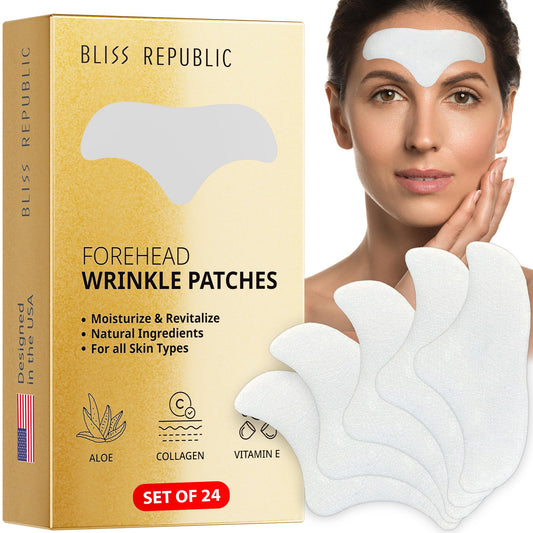 𝟐𝟒𝐩𝐜𝐬 𝐏𝐫𝐞𝐦𝐢𝐮𝐦 Collagen Forehead Wrinkle Patches, Advanced Anti Wrinkle Patches, Wrinkle Patches for Face Overnight, Hydrating Aloe, Forehead Wrinkles Treatment for All Skin Types