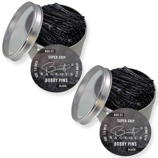 Super Grip Bobby Pins - Women's 1.9 Inch - Easy, Secure, All Hair Types - Handy Reusable Tin (Black - 800 Ct Approx)