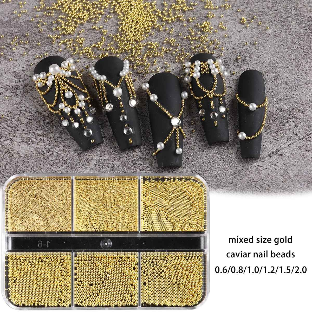 Fspronail Star Nail Charms, 2 Boxes Gold Nail Charms Twinkle Stars Cross Metal Charms for Nails Design Studs Rivets Mix Size Gold Caviar Nail Beads Y2K Decoration for Acrylic Nails