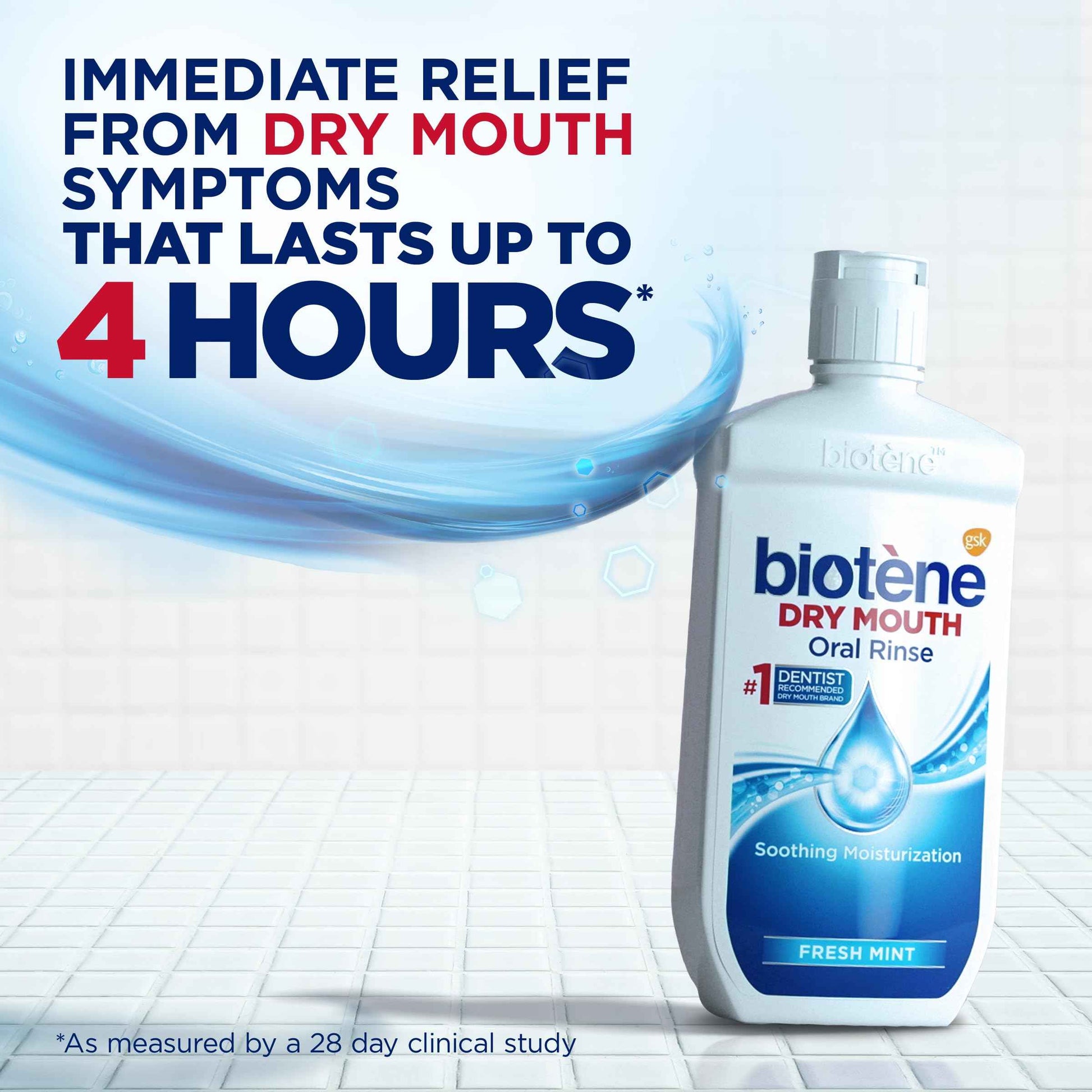 Biotene Oral Rinse Mouthwash for Dry Mouth, Breath Freshener and Dry Mouth Treatment, Fresh Mint - 2x33.8 fl oz